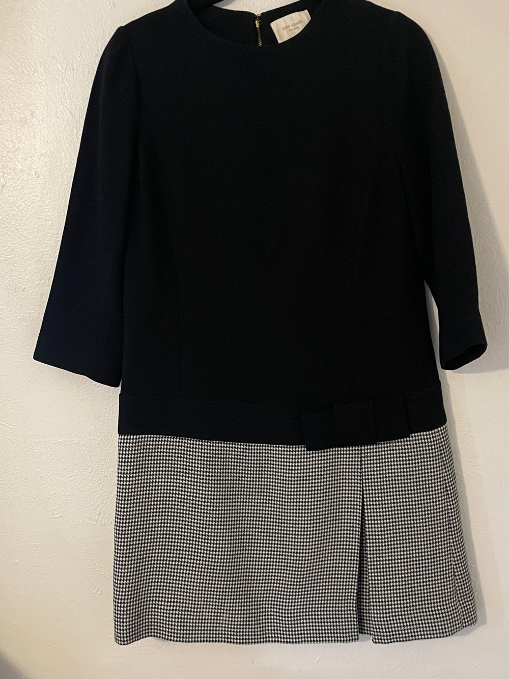Kate Spade New York Caravelle Houndstooth Wool Blend Drop Waist Mini Dress 6